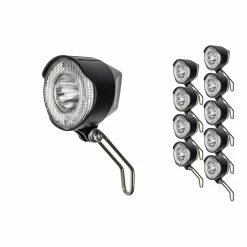 Büchel 10 Stück Fahrrad Posten LED Scheinwerfer BULK SET Frontlicht Mit V2A Halterung