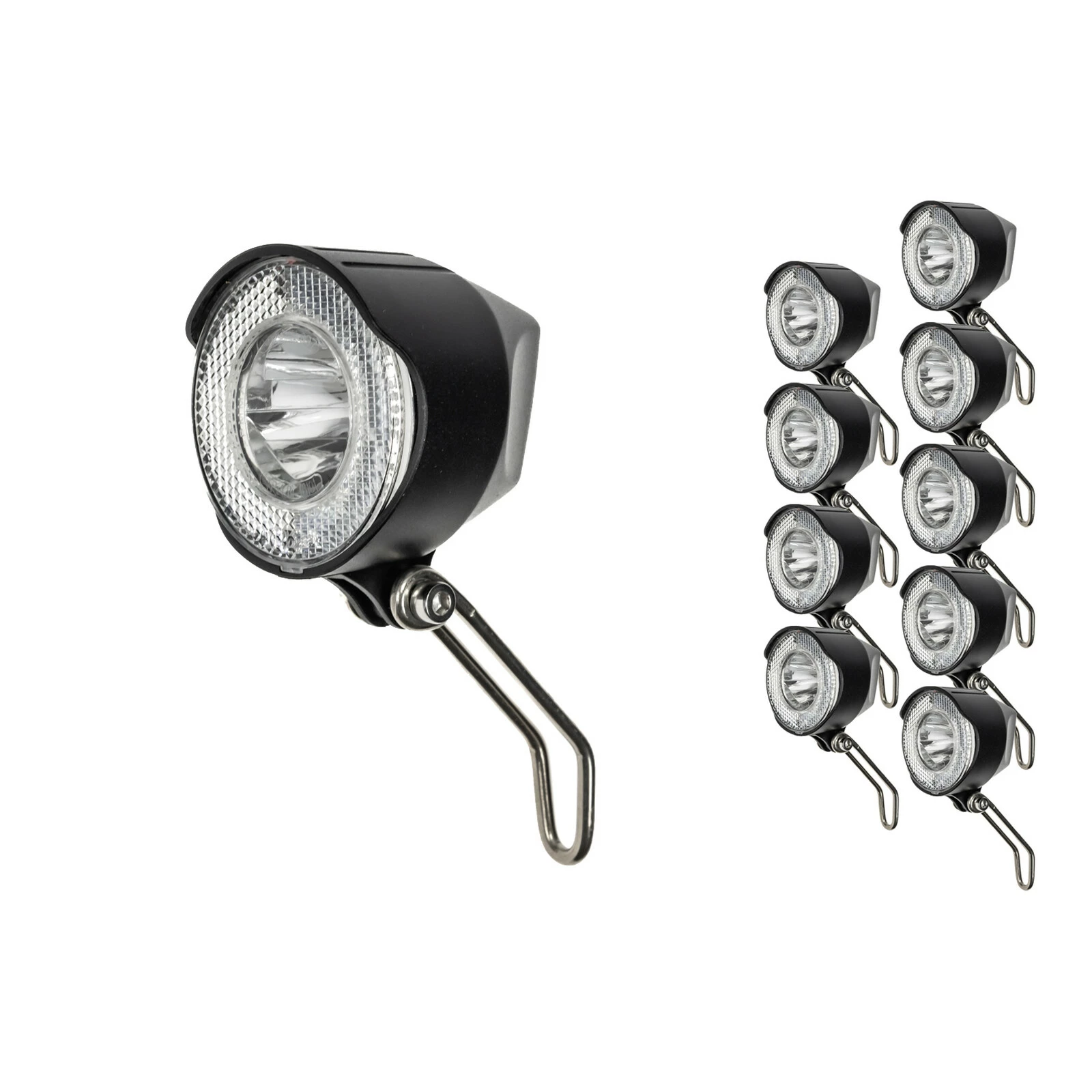 Büchel 10 Stück Fahrrad Posten LED Scheinwerfer BULK SET Frontlicht Mit V2A Halterung 3 Büchel 10 Stück Fahrrad Posten LED Scheinwerfer BULK SET Frontlicht Mit V2A Halterung