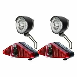 Büchel 2x Spar Set Fahrrad Beleuchtungs SET SECU LUX Gepäckträger LED Licht Vorn Hinten