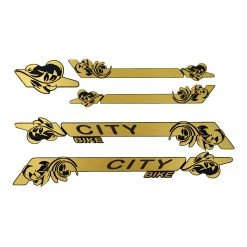 Aufkleber Dekor Satz GOLD City Bike Fahrrad Rahmen Sticker Set