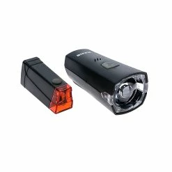 Büchel Boeder Fahrrad Beleuchtung Set Frontlicht Slim LED 12 Lux Rücklicht Mini Halterung