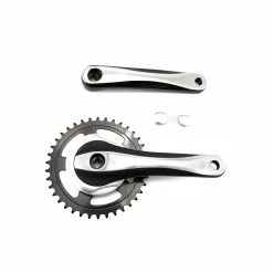 Büchel Fahrrad Antrieb Kurbel Kettenrad Garnitur Alu 1 Fach 38 Zähne 170mm Schwarz/Silber B-Ware