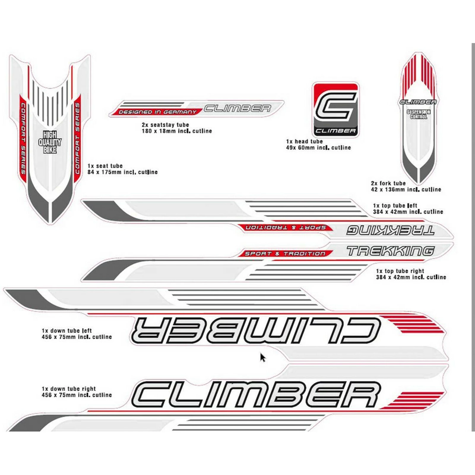 Nicht Angegeben Fahrrad DEKOR Satz CLIMBER Trekking MTB Rahmen Frame Decal Sticker 9 Teilig 3 Nicht Angegeben Fahrrad DEKOR Satz CLIMBER Trekking MTB Rahmen Frame Decal Sticker 9 Teilig