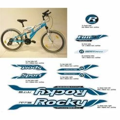 Nicht Angegeben Fahrrad DEKOR Satz ROCKY MTB Rahmen Frame Decal Sticker Weiß Blau 11 Teilig