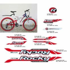 Nicht Angegeben Fahrrad DEKOR Satz ROCKY MTB Rahmen Frame Decal Sticker Weiß Rot 11 Teilig